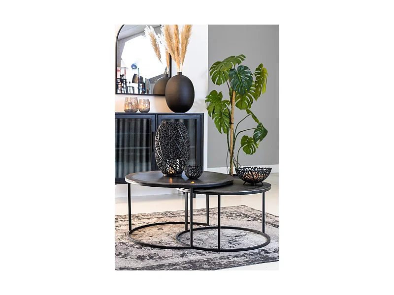 Table basse TALCA - Ø75x45cm - Noir - Lot de 2