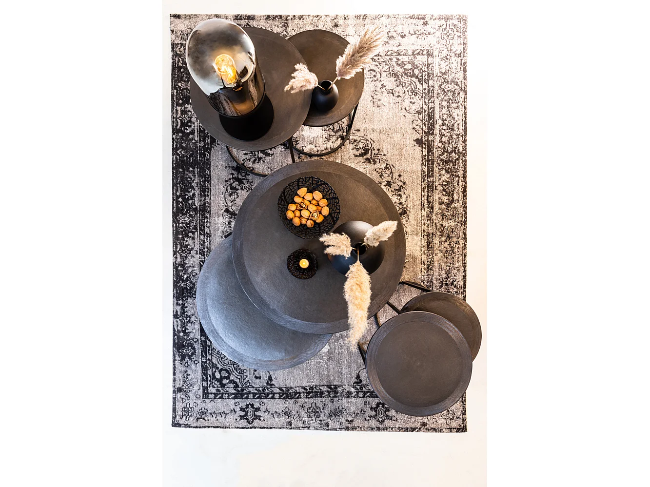 Table basse TALCA - Ø75x45cm - Noir - Lot de 2