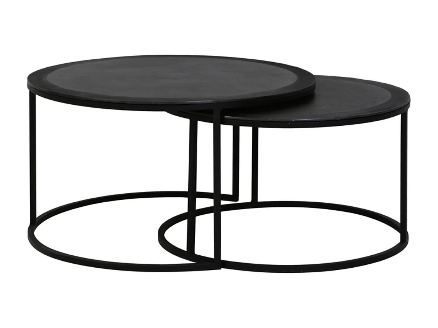 Table basse TALCA - Ø75x45cm - Noir - Lot de 2