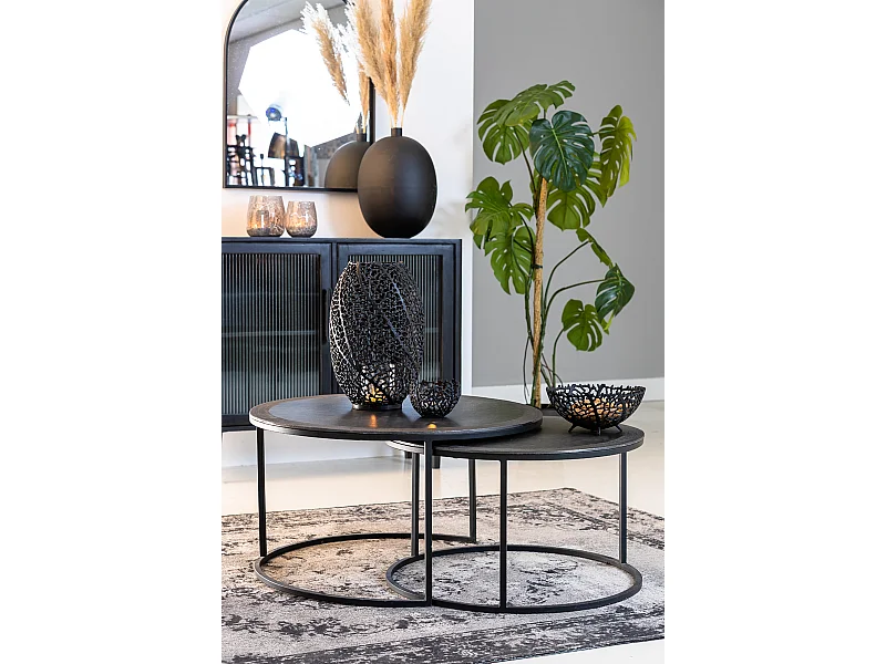 Table basse TALCA - Ø75x45cm - Noir - Lot de 2