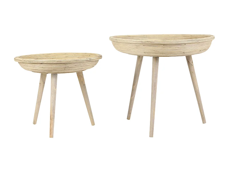 Bijzettafel COLON - Ø56x48cm - Bruin - Set van 2