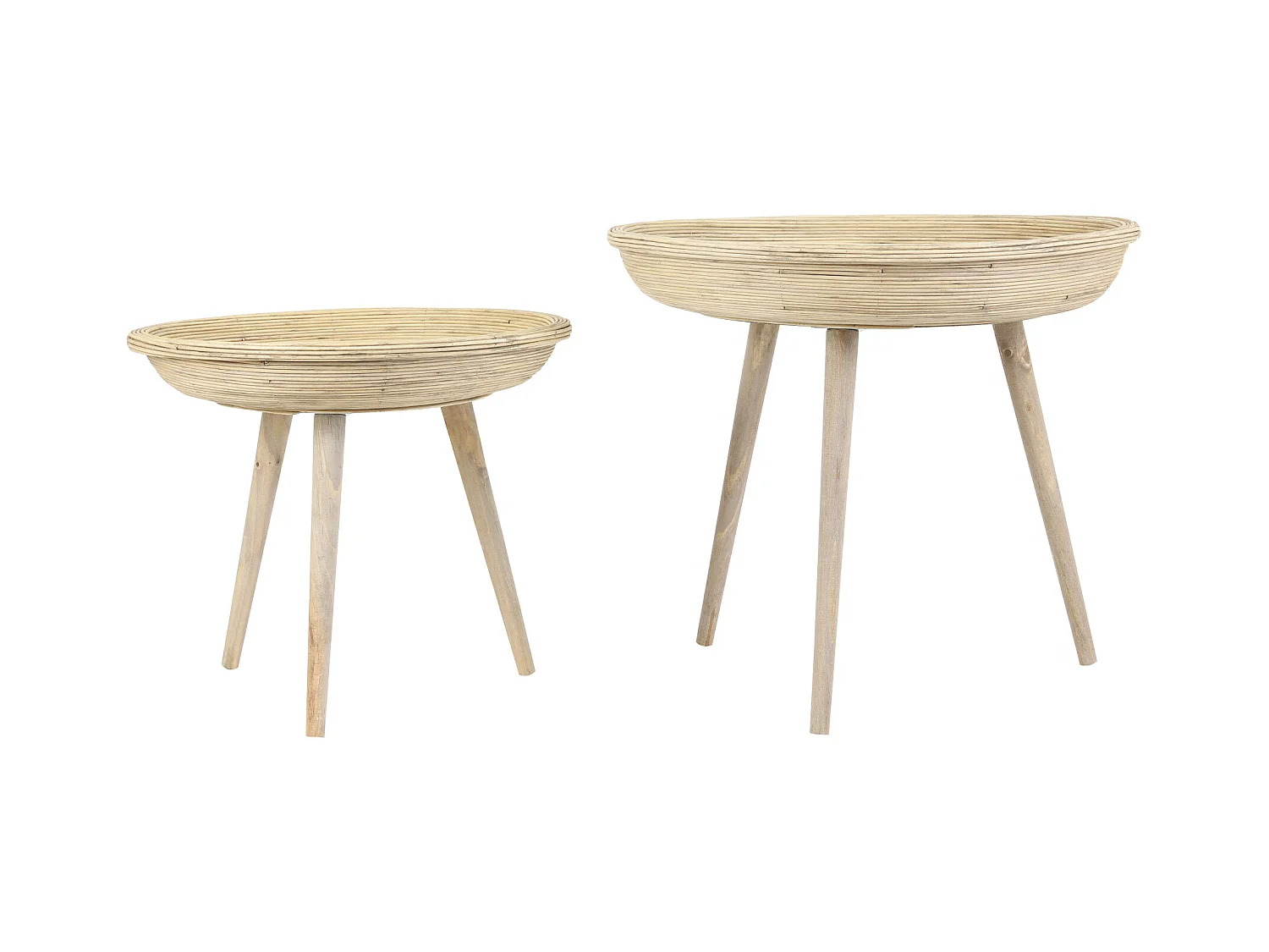 Table d'appoint COLON - Ø56x48cm - Marron - Lot de 2