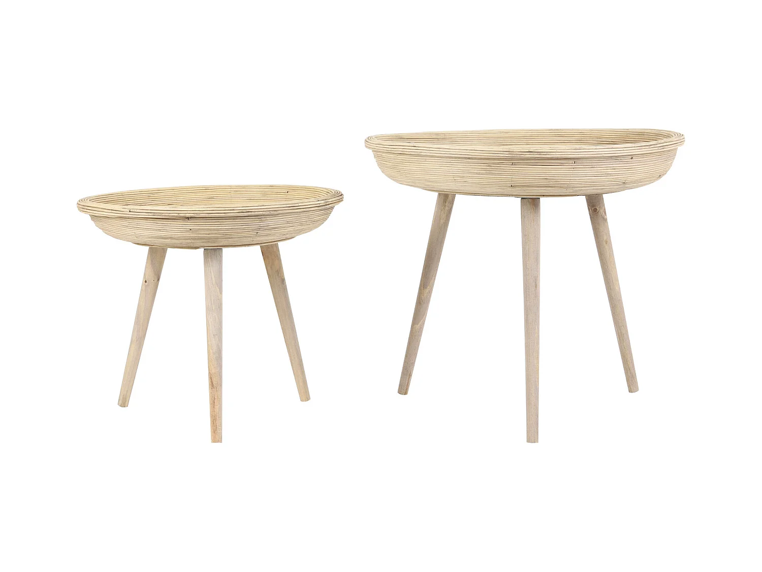 Table d'appoint COLON - Ø56x48cm - Marron - Lot de 2