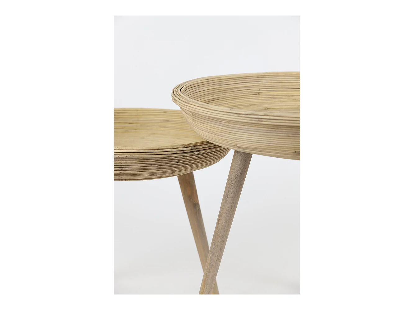 Table d'appoint COLON - Ø56x48cm - Marron - Lot de 2