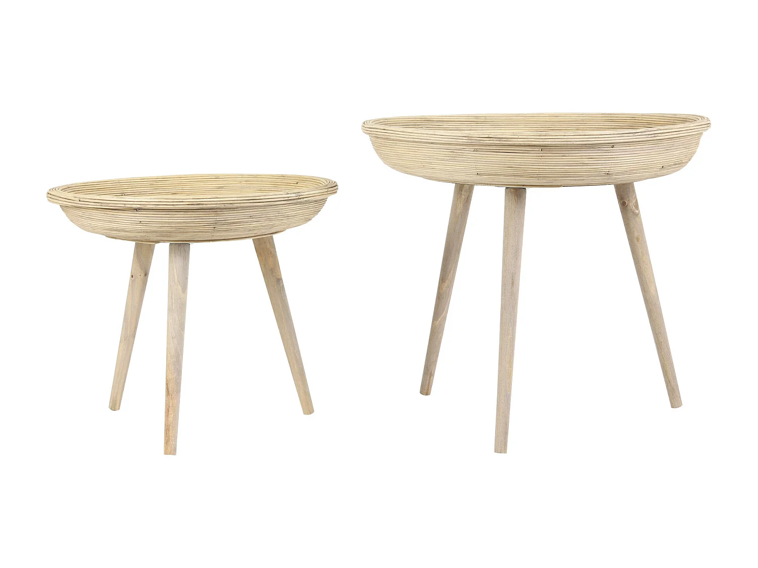 Bijzettafel COLON - Ø56x48cm - Bruin - Set van 2