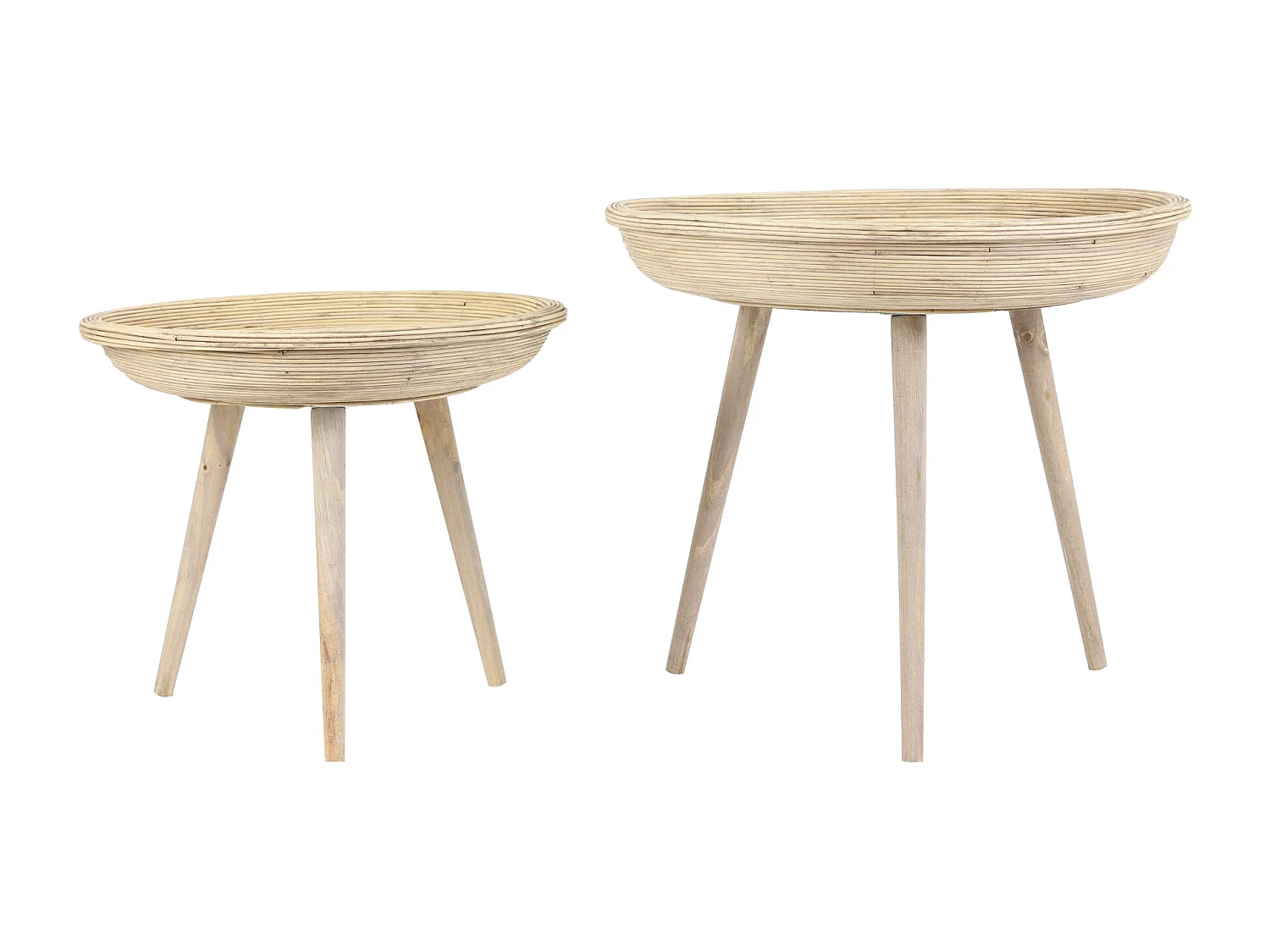 Bijzettafel COLON - Ø56x48cm - Bruin - Set van 2