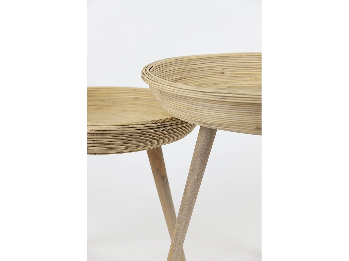 Bijzettafel COLON - Ø56x48cm - Bruin - Set van 2