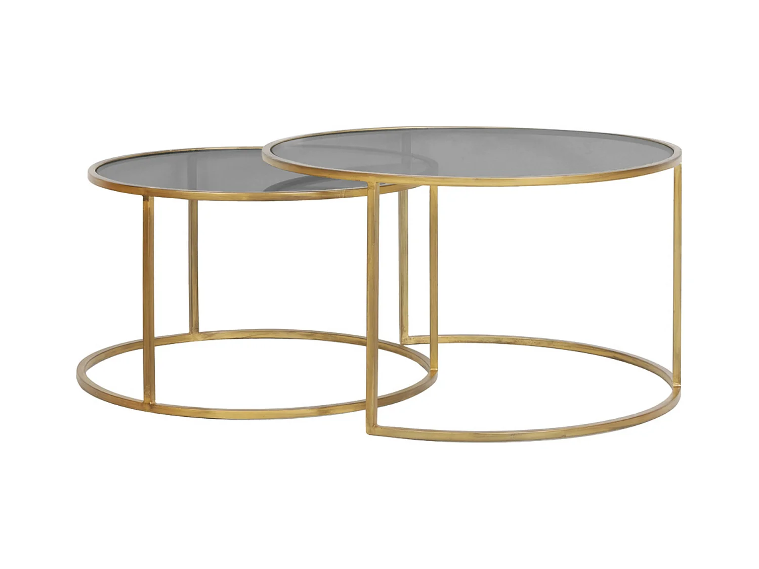 Table basse DUARTE - Ø75x44cm - Doré - Lot de 2