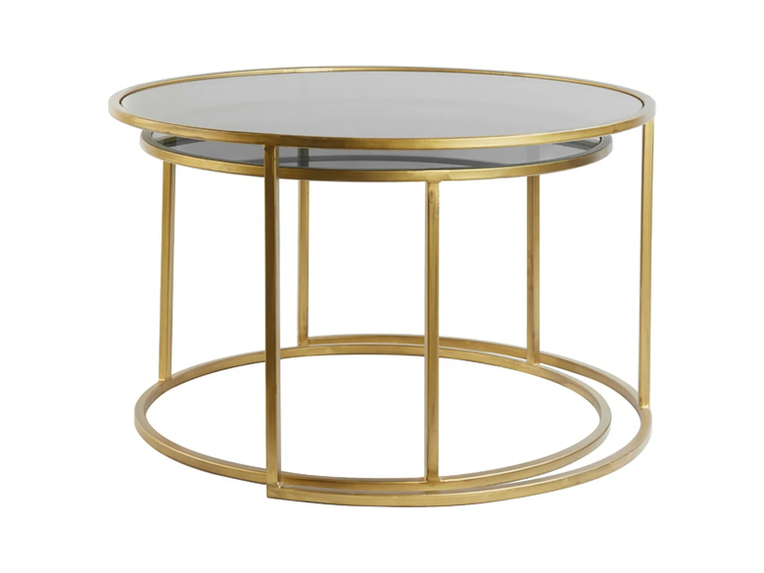 Table basse DUARTE - Ø75x44cm - Doré - Lot de 2