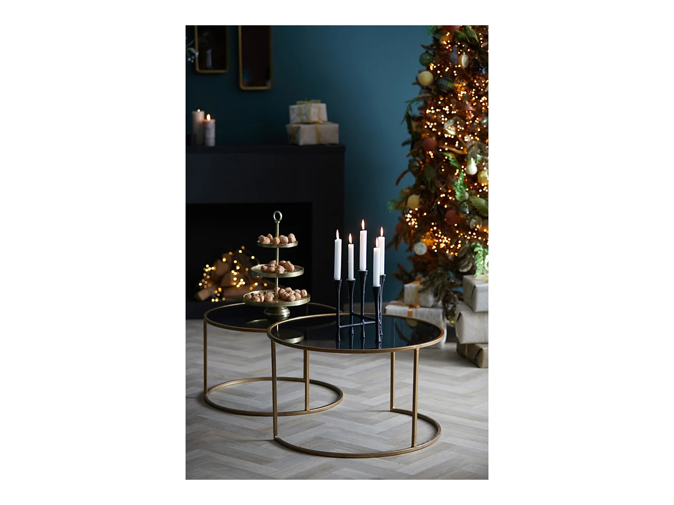 Table basse DUARTE - Ø75x44cm - Doré - Lot de 2