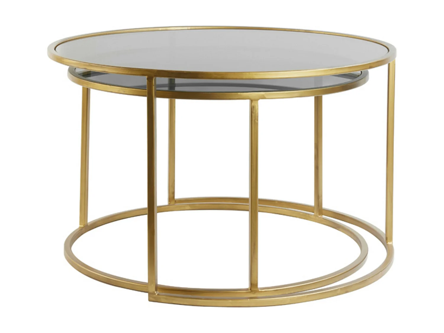 Table basse DUARTE - Ø75x44cm - Doré - Lot de 2