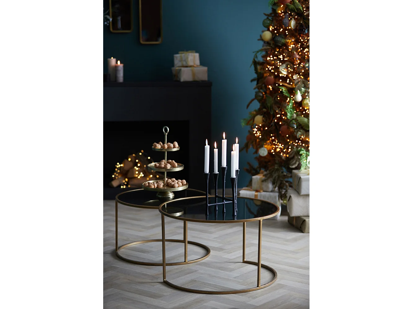 Table basse DUARTE - Ø75x44cm - Doré - Lot de 2