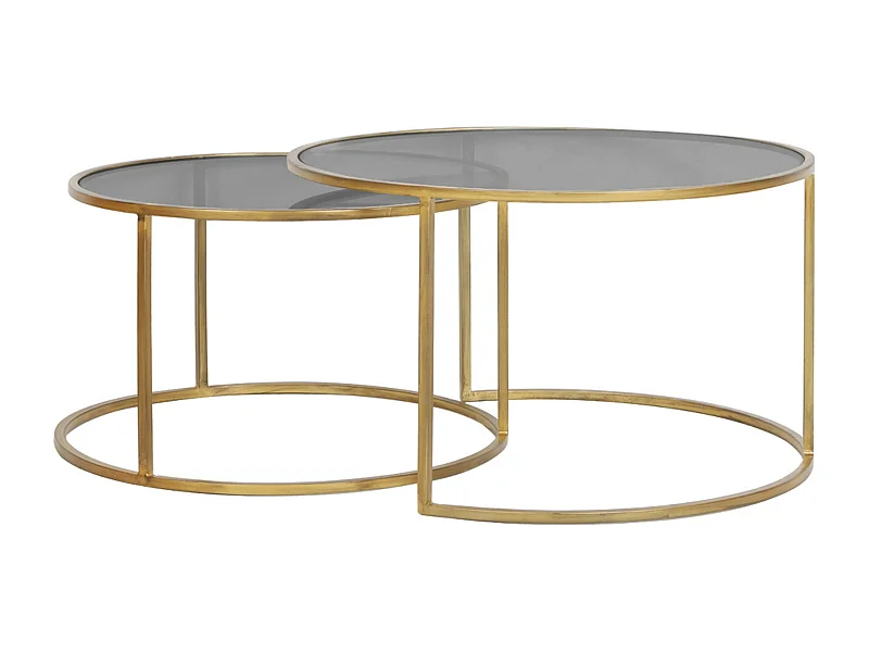Salontafel DUARTE - Ø75x44cm - Goud - Set van 2