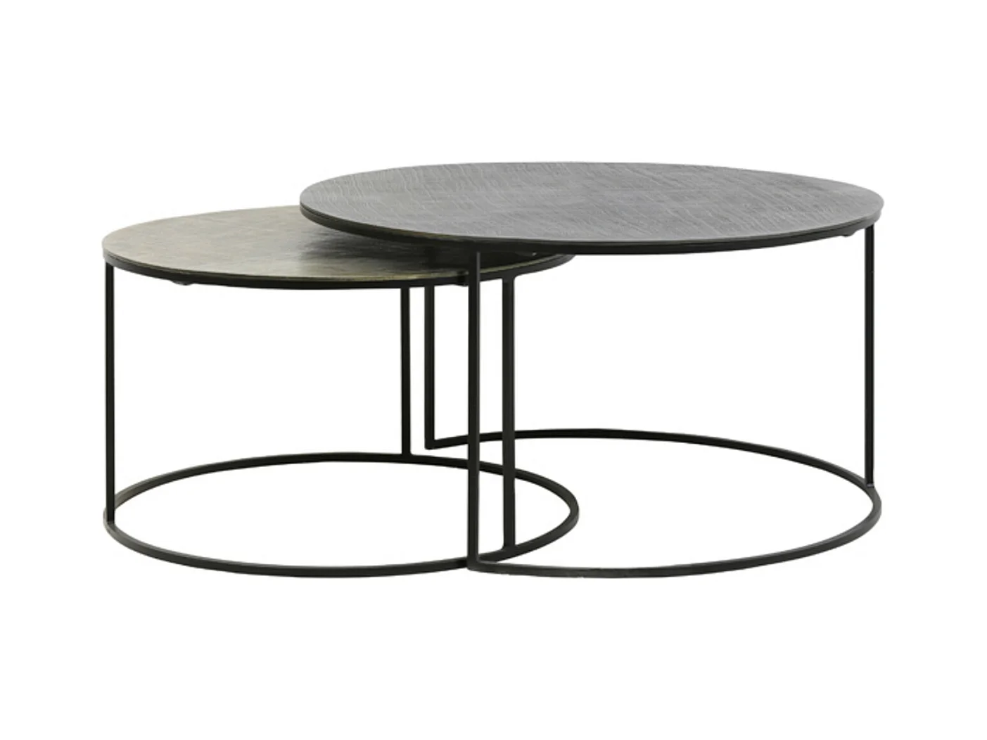 Table basse RENGO - Ø76x41cm - Noir - Lot de 2