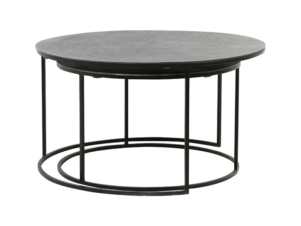Table basse RENGO - Ø76x41cm - Noir - Lot de 2