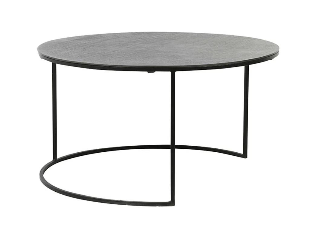 Table basse RENGO - Ø76x41cm - Noir - Lot de 2