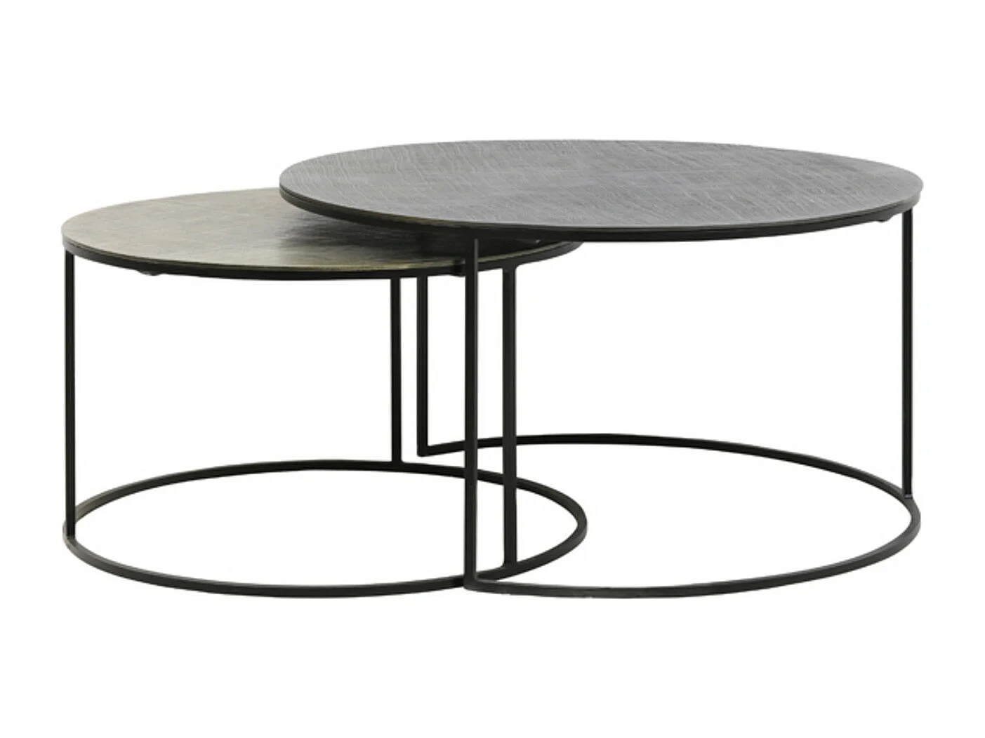 Table basse RENGO - Ø76x41cm - Noir - Lot de 2