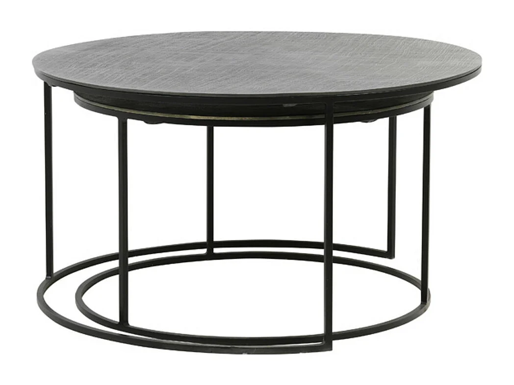 Table basse RENGO - Ø76x41cm - Noir - Lot de 2