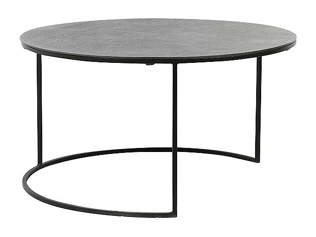 Table basse RENGO - Ø76x41cm - Noir - Lot de 2