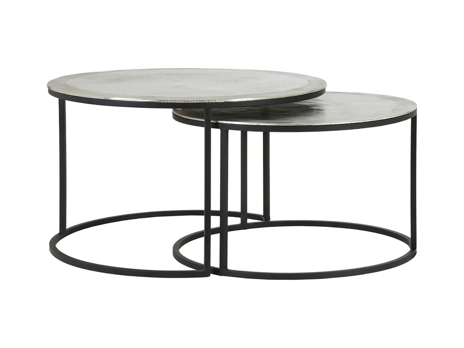 Table basse TALCA - Ø75x45cm - Argent - Lot de 2
