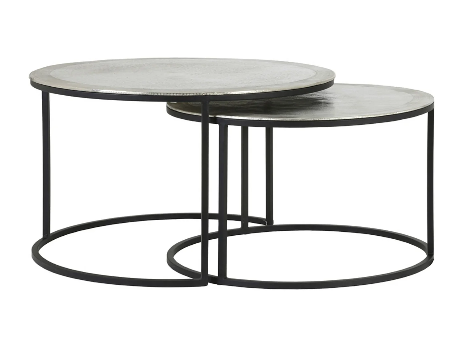 Table basse TALCA - Ø75x45cm - Argent - Lot de 2