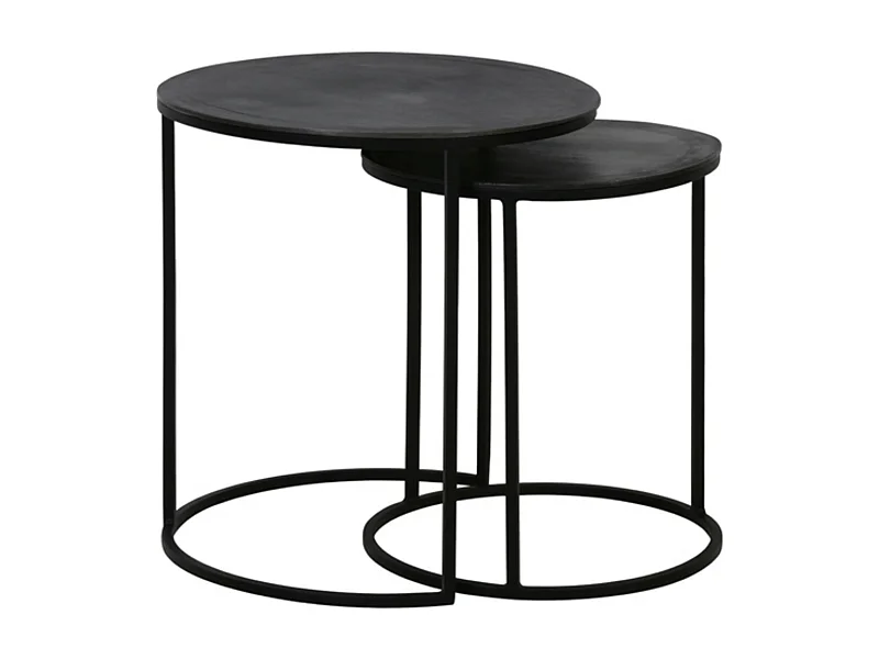 Table d'appoint TALCA - Ø49x50,5cm - Noir - Lot de 2