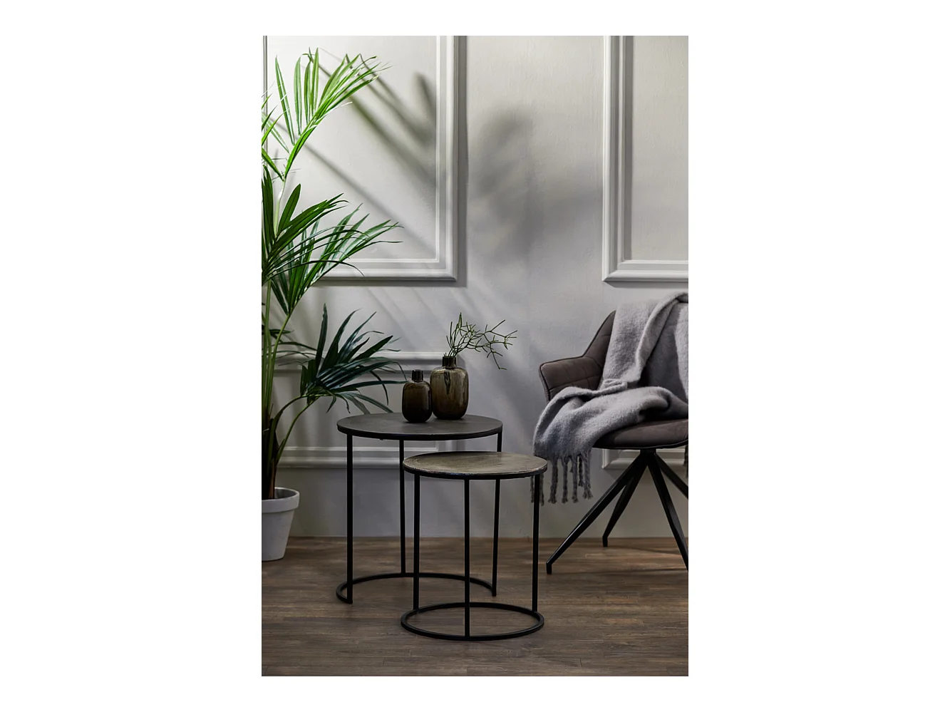 Table d'appoint TALCA - Ø49x50,5cm - Argent - Lot de 2