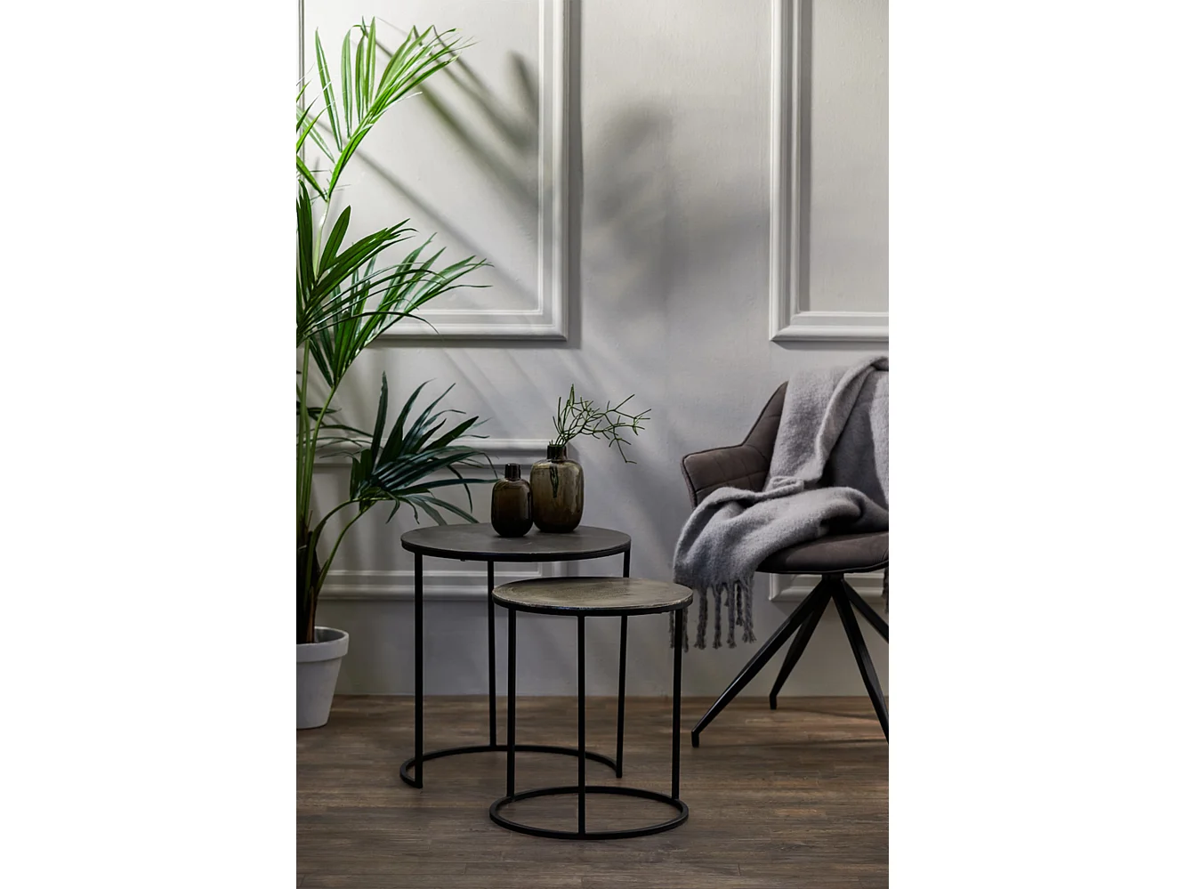 Table d'appoint TALCA - Ø49x50,5cm - Argent - Lot de 2