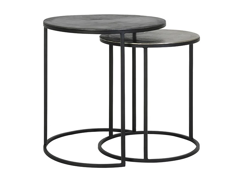 Table d'appoint TALCA - Ø49x50,5cm - Argent - Lot de 2