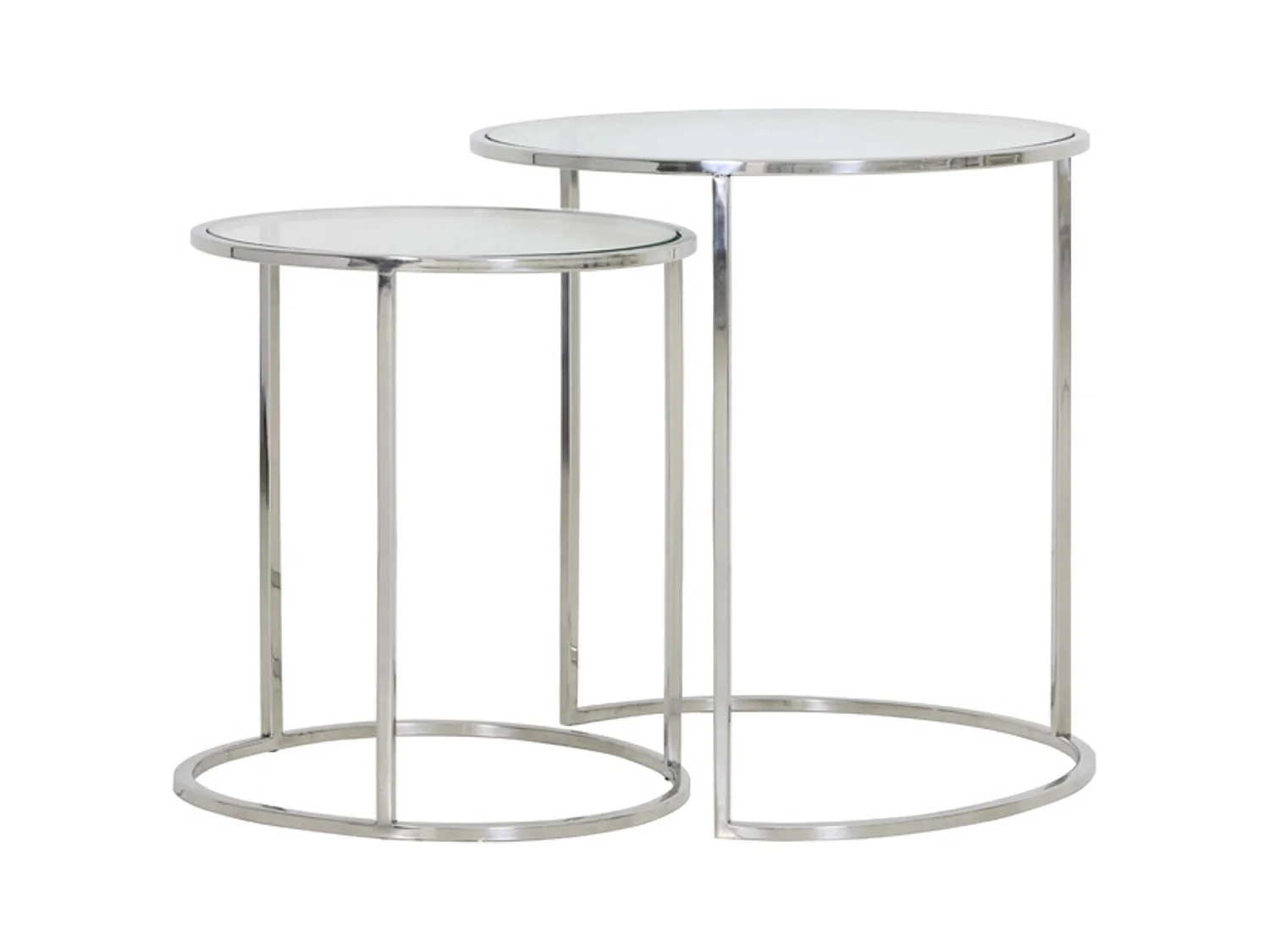 Table d'appoint DUARTE - Ø50x52cm - Argent - Lot de 2