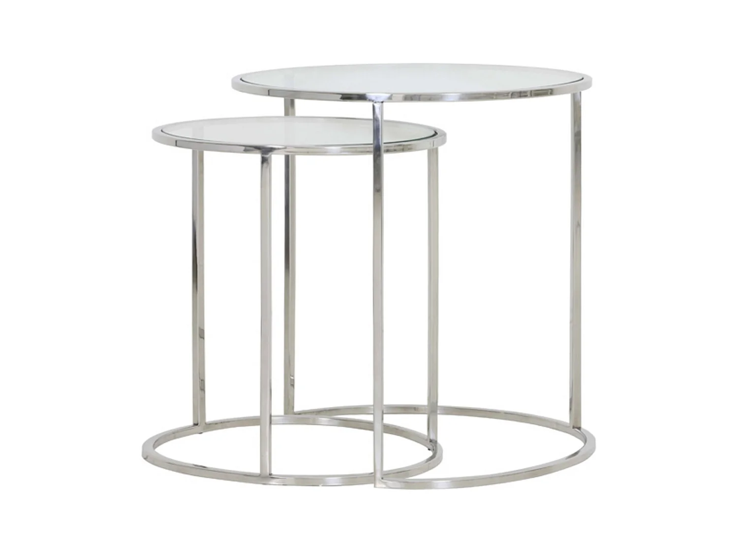 Table d'appoint DUARTE - Ø50x52cm - Argent - Lot de 2