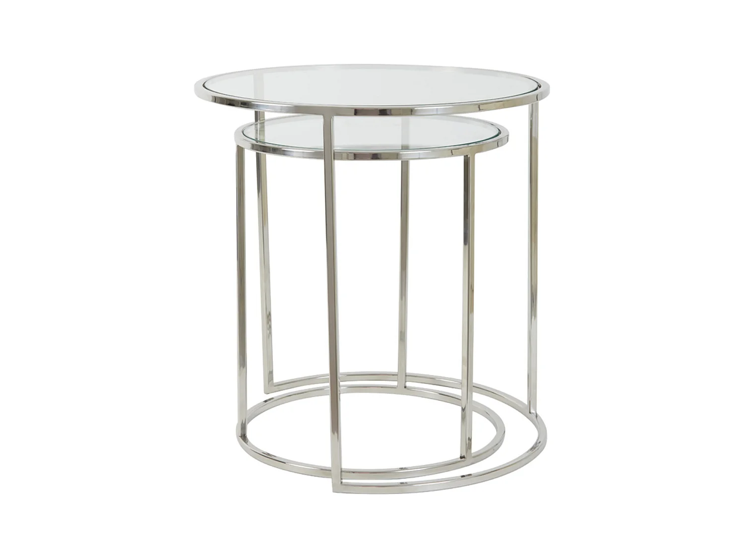 Table d'appoint DUARTE - Ø50x52cm - Argent - Lot de 2