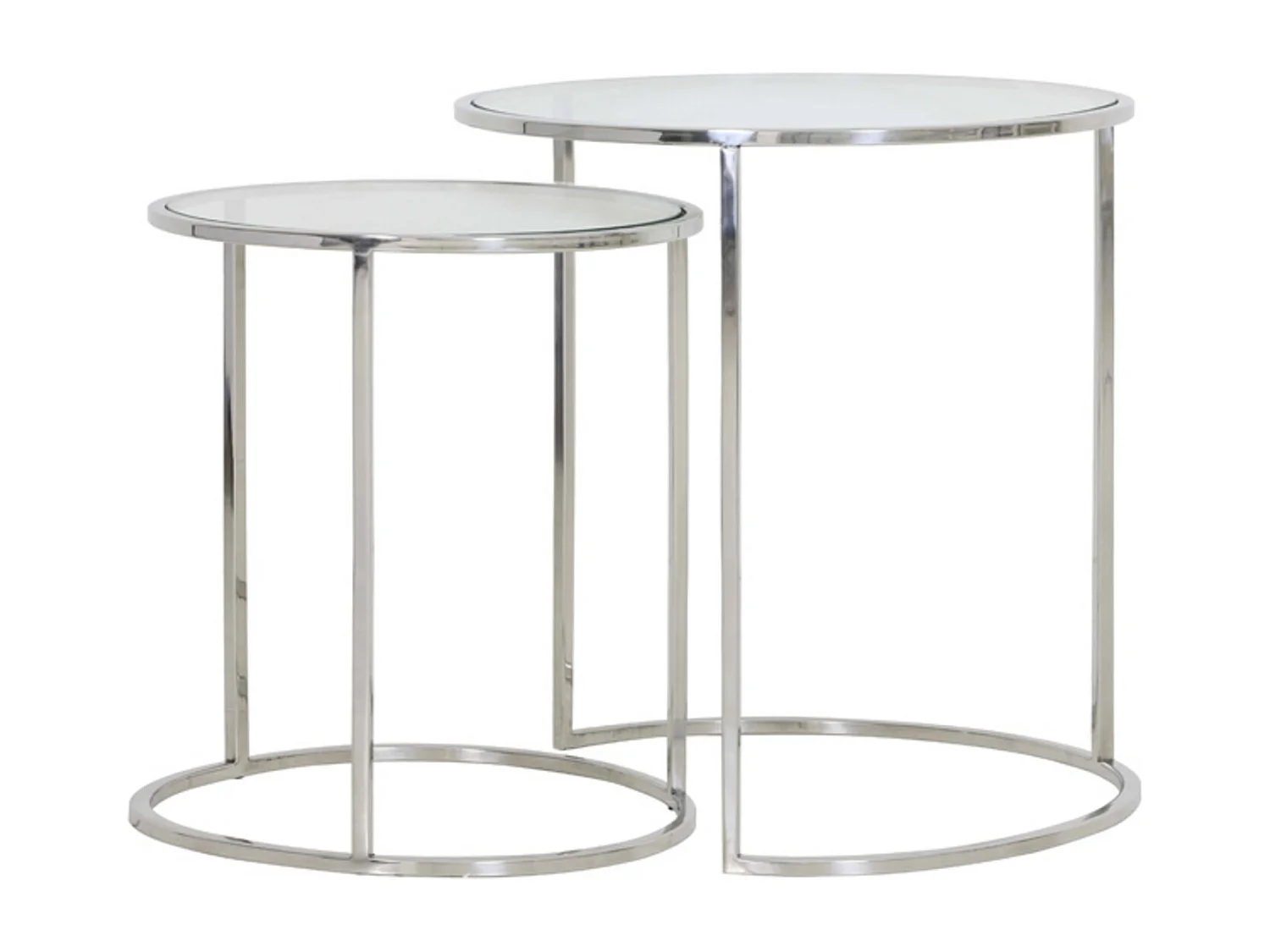 Table d'appoint DUARTE - Ø50x52cm - Argent - Lot de 2