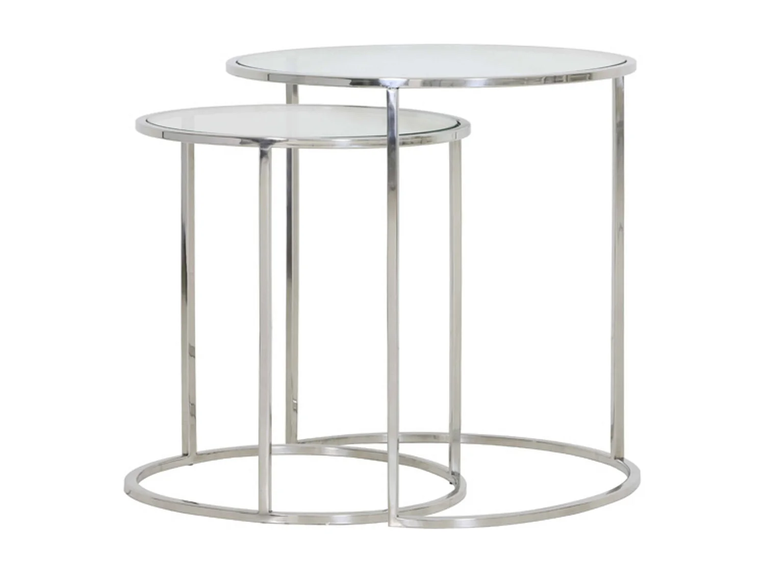 Table d'appoint DUARTE - Ø50x52cm - Argent - Lot de 2