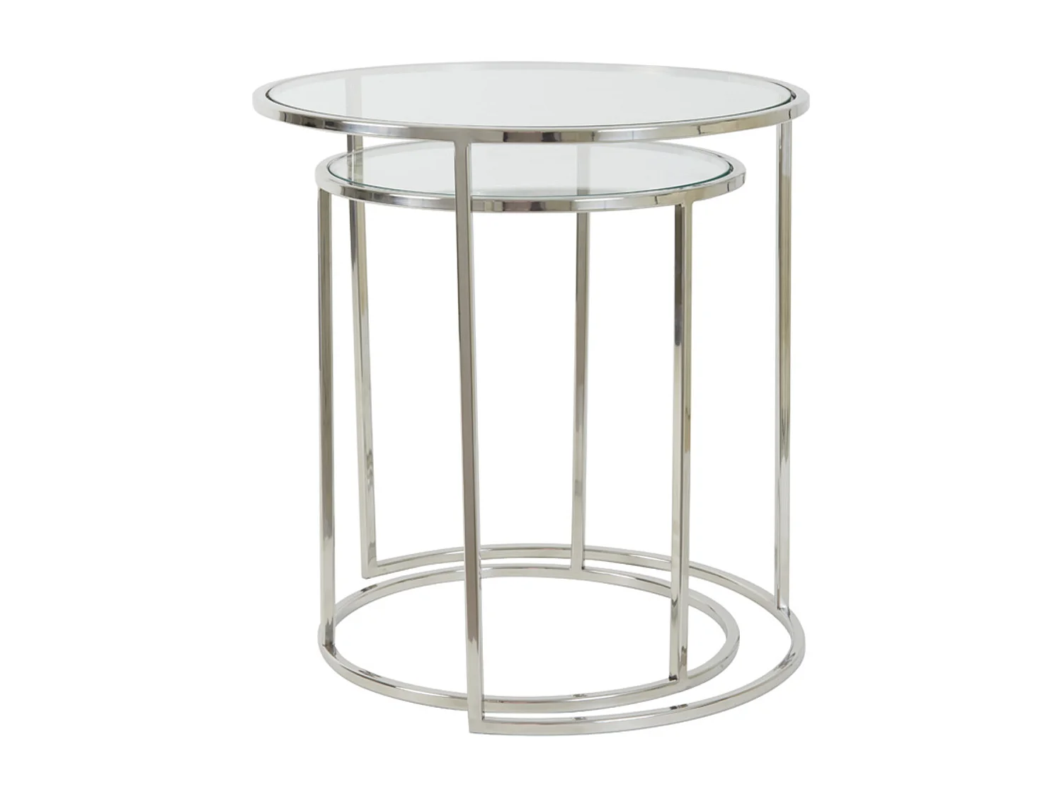 Table d'appoint DUARTE - Ø50x52cm - Argent - Lot de 2