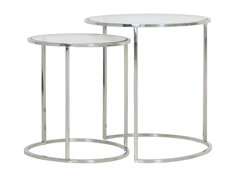 Table d'appoint DUARTE - Ø50x52cm - Argent - Lot de 2