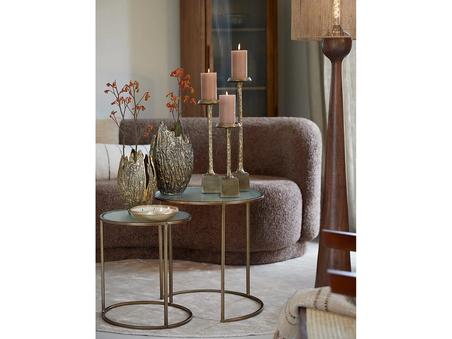 Table d'appoint FERATI - Ø50x52cm - Doré - Lot de 2