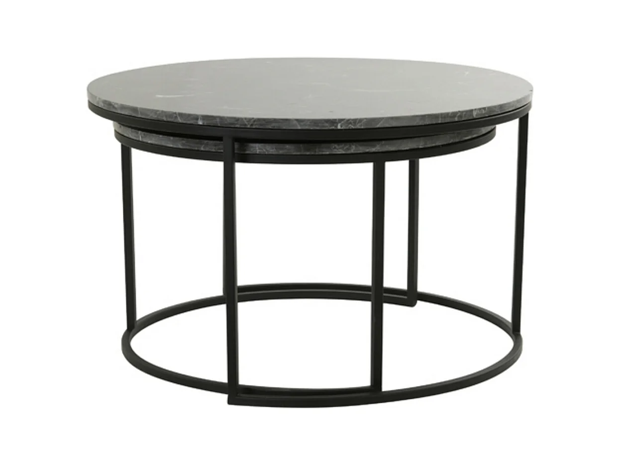 Table basse ALFIO - Ø75x45,5cm - Marron - Lot de 2