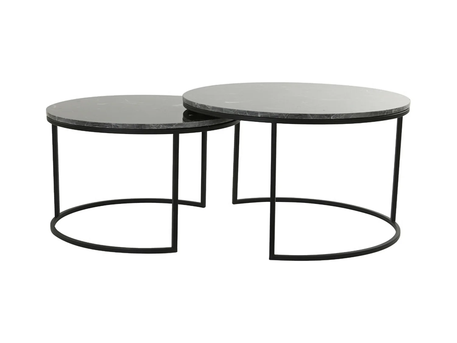 Table basse ALFIO - Ø75x45,5cm - Marron - Lot de 2