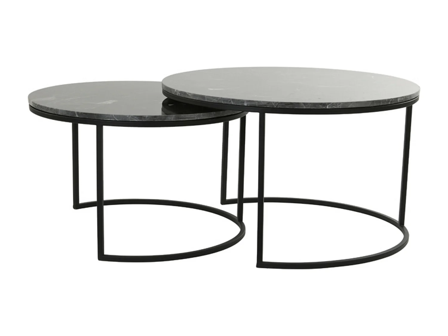 Table basse ALFIO - Ø75x45,5cm - Marron - Lot de 2