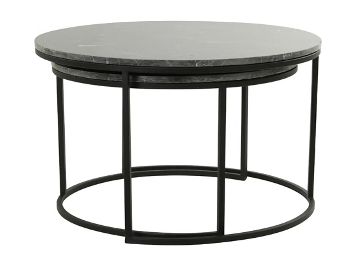 Table basse ALFIO - Ø75x45,5cm - Marron - Lot de 2