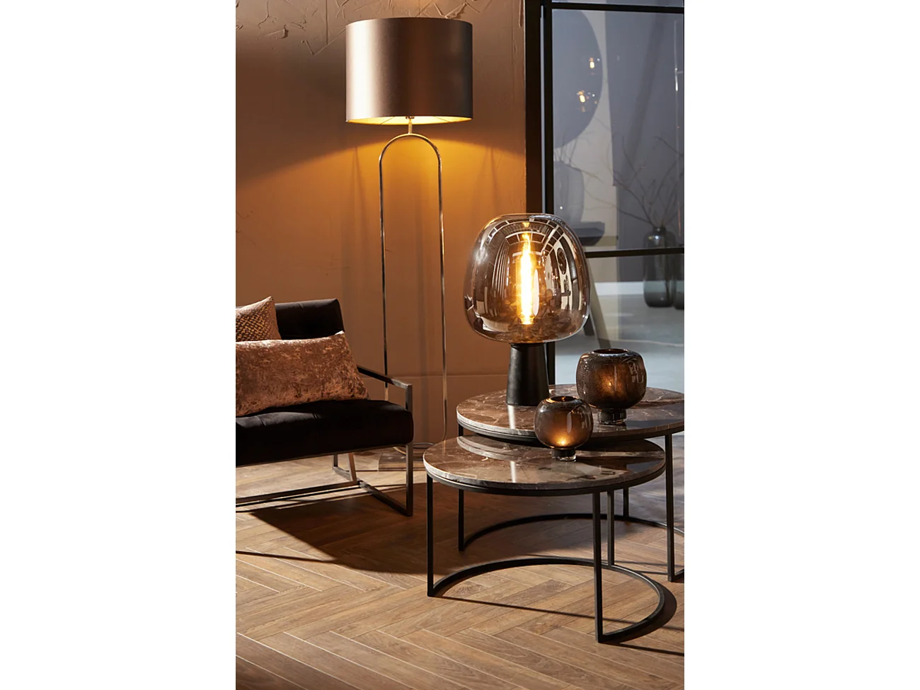 Table basse ALFIO - Ø75x45,5cm - Marron - Lot de 2