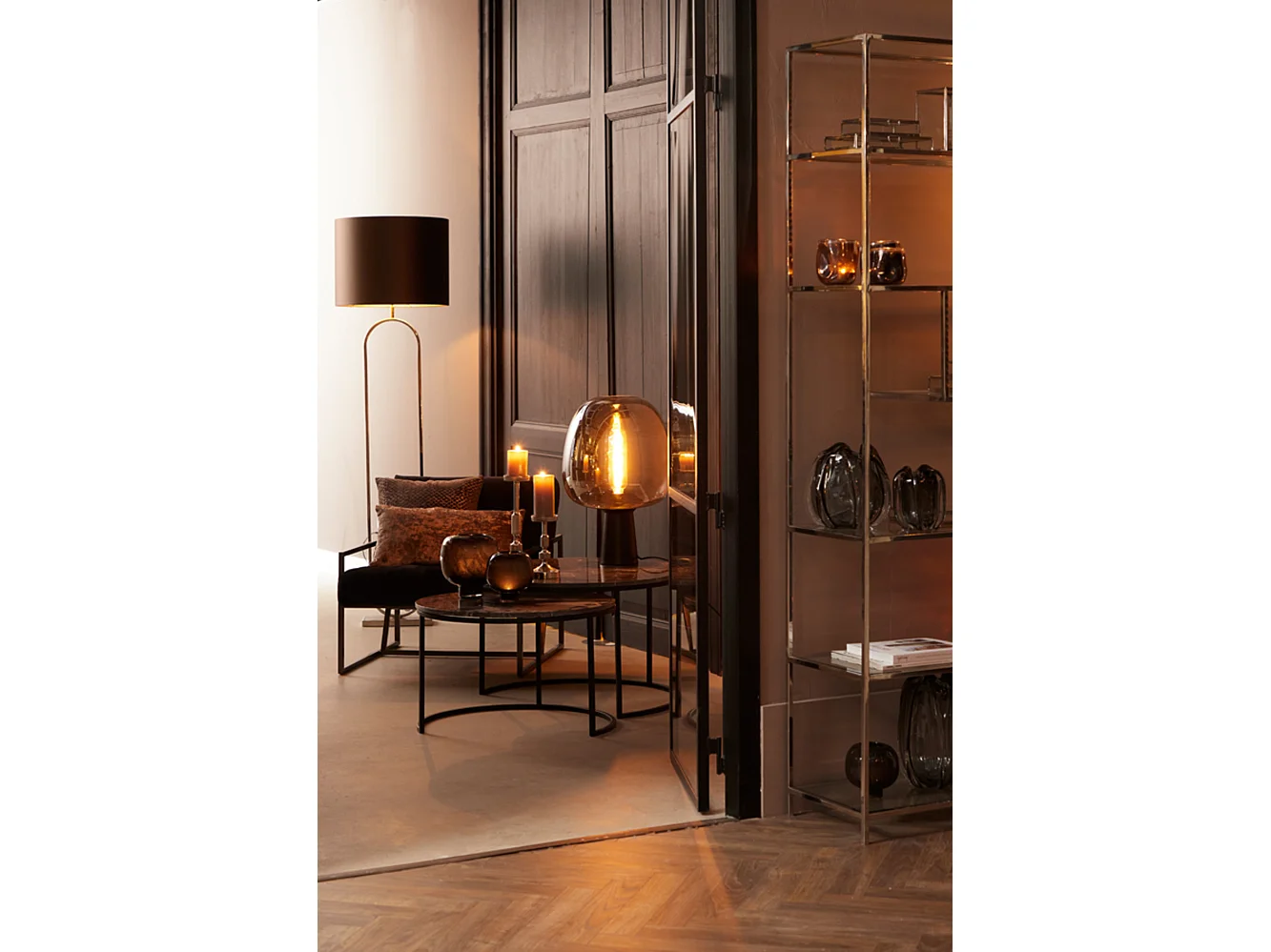 Table basse ALFIO - Ø75x45,5cm - Marron - Lot de 2