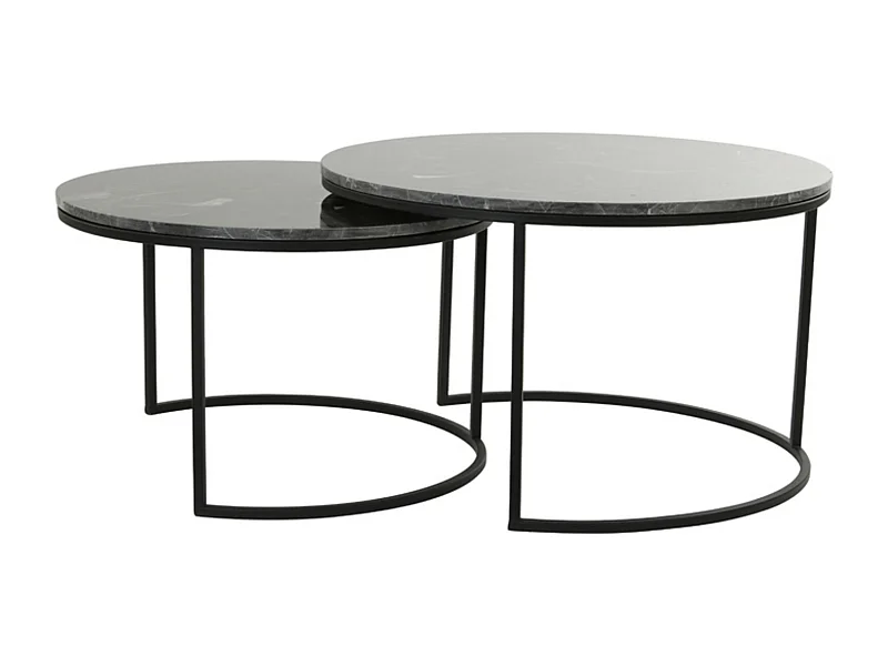 Table basse ALFIO - Ø75x45,5cm - Marron - Lot de 2