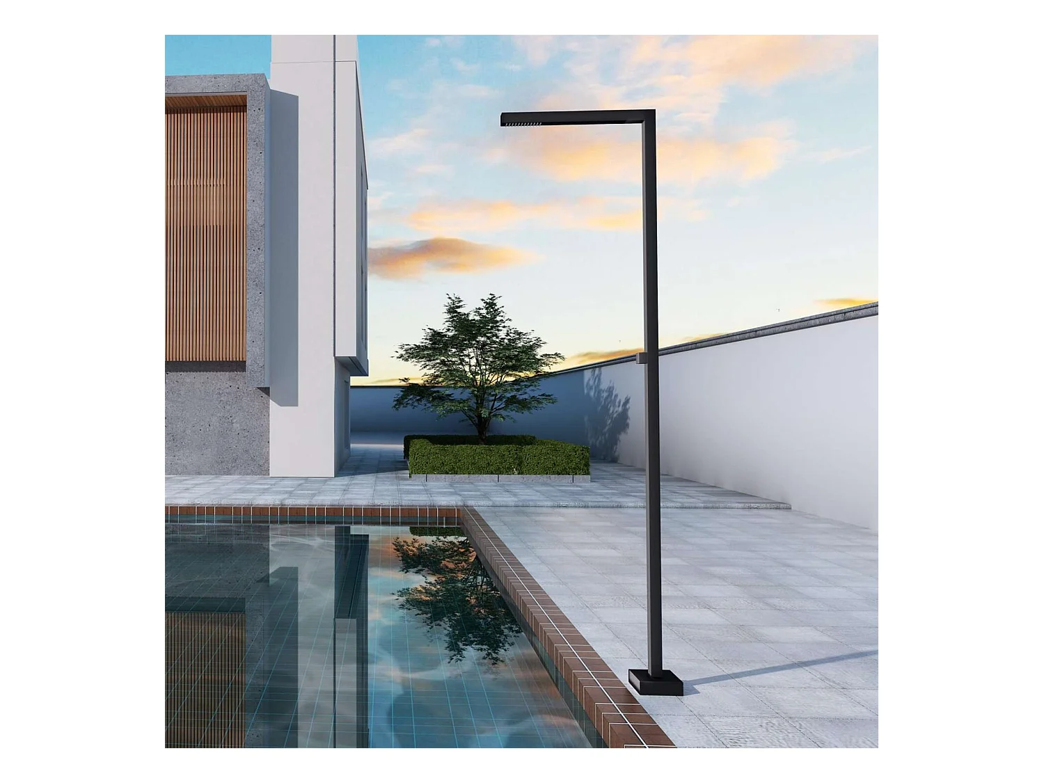 Douche de piscine Alabama en Acier Inox.S316 Noir Mat – Tête 40x40mm /Corps 40x40mm/H. 2,25m – Garantie 10 ans - POOLIMEX