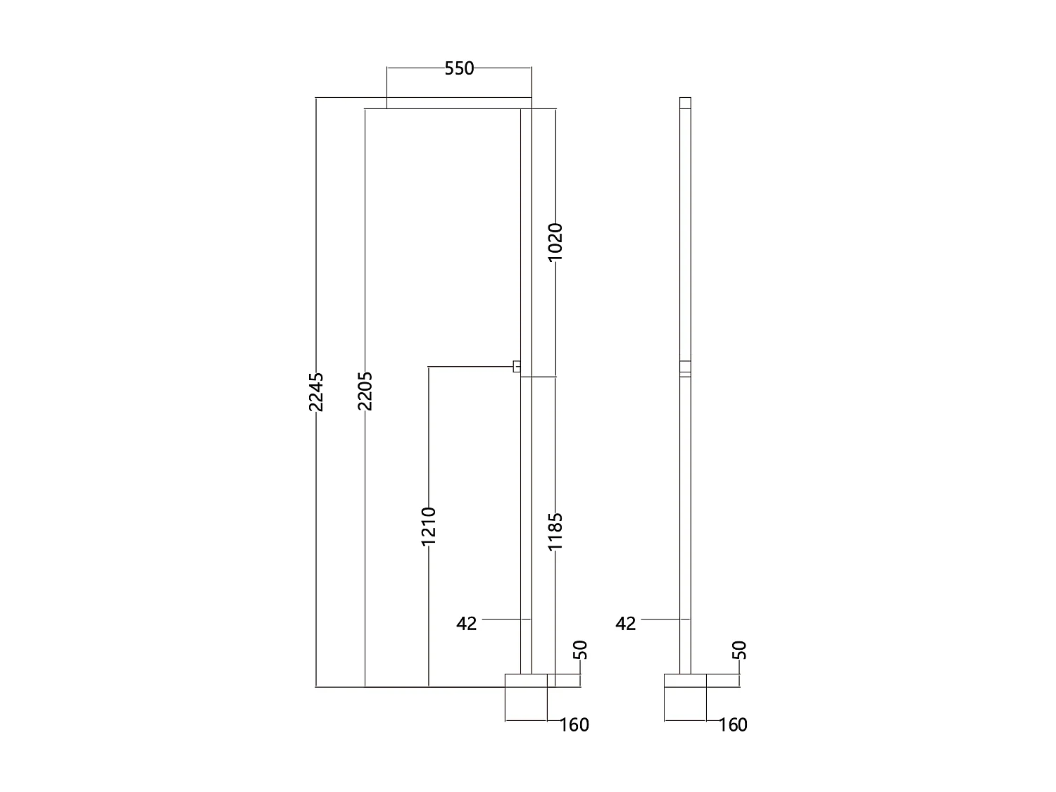 Douche de piscine Alabama en Acier Inox.S316 Noir Mat – Tête 40x40mm /Corps 40x40mm/H. 2,25m – Garantie 10 ans - POOLIMEX