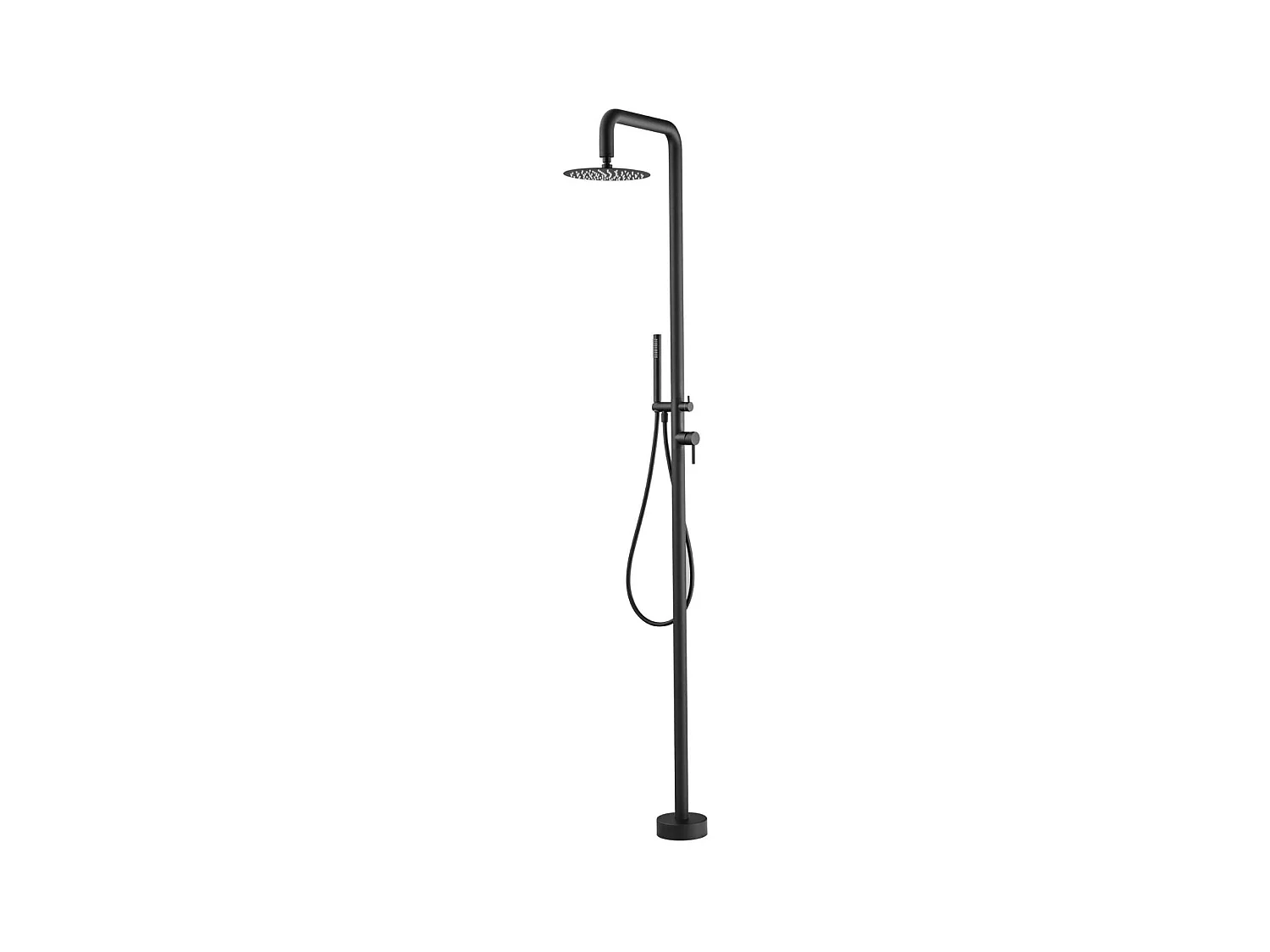 Douche de piscine Florida en Acier Inox.S316 Noir Mat– Tête Ø25cm /Corps Ø42mm/H. 2,22m – Garantie 10 ans - POOLIMEX