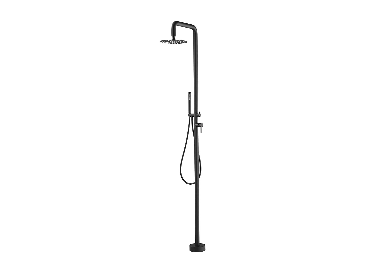 Douche de piscine Florida en Acier Inox.S316 Noir Mat– Tête Ø25cm /Corps Ø42mm/H. 2,22m – Garantie 10 ans - POOLIMEX
