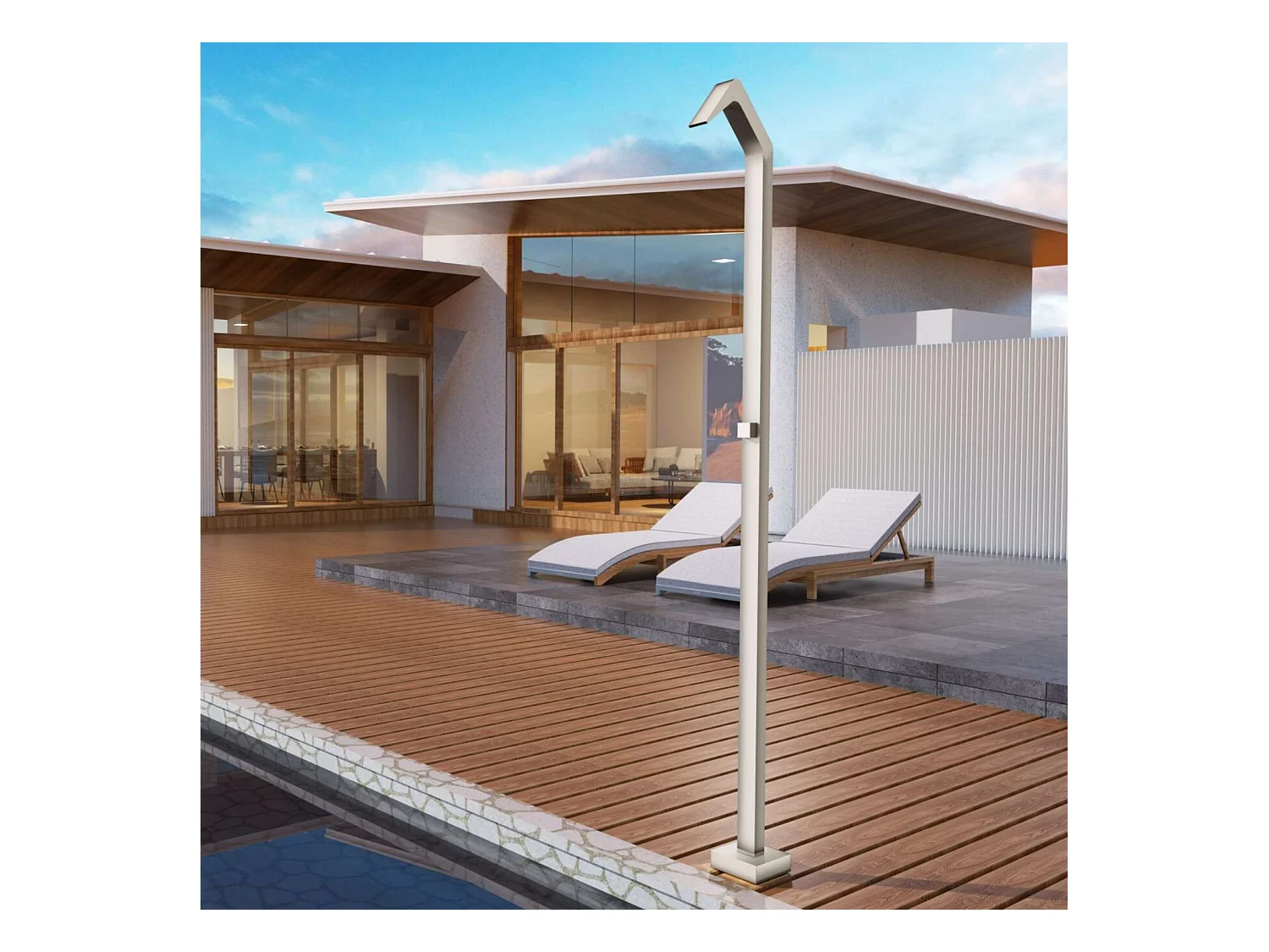 Douche de piscine Niagara en Acier Inox.S316 Moka – Tête 60x45mm /Corps 60x45mm/H. 2,18m – Garantie 10 ans - POOLIMEX