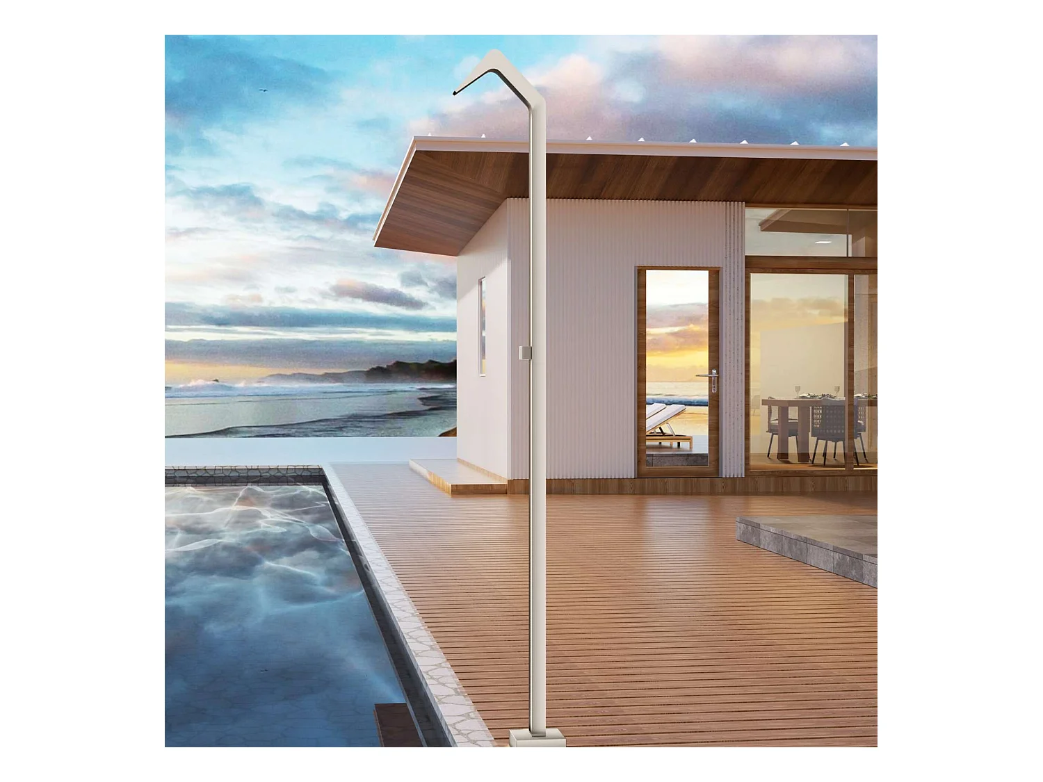 Douche de piscine Niagara en Acier Inox.S316 Moka – Tête 60x45mm /Corps 60x45mm/H. 2,18m – Garantie 10 ans - POOLIMEX